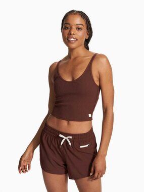 Vuori Women's Rib Crop Tank Top - Brown